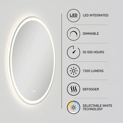 Espejo de baño LED Delany de 32" con antiempañante